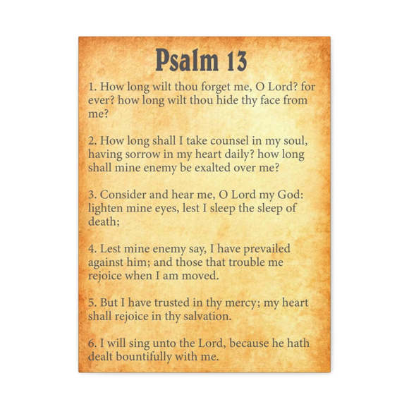 Scripture Sign Psalm 13 Chapter Gold Bible Canvas Christian Wall Art Ready to H